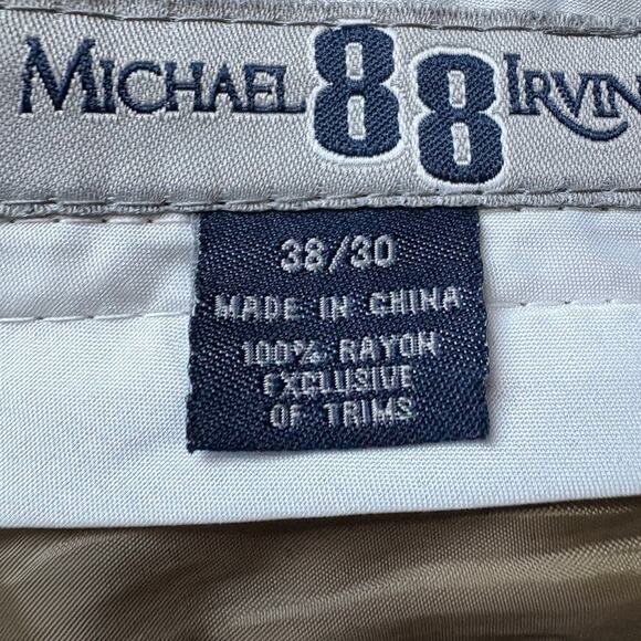 Michael Irvin 100% Rayon Pant sz 38x30 Olive Pleated Slacks Dallas Cowboys - Picture 5 of 5
